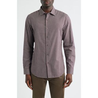 Nordstrom Check Cotton & Cashmere Button-Up Shirt in Burgundy Fudge Double Gingham at Nordstrom Rack, Size Xx-Large