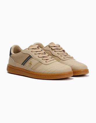 Original Penguin Mens Penguin Striker Mens Beige/Navy Trainers - Cream - Size: 10