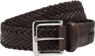 Scarosso Casual Donkerbruine Geweven Leren Riem - Heren - Riemen - Bruin - 105 CM - Leer - Accessoires