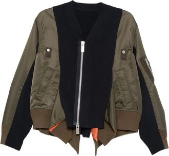 sacai Bomber con inserti - Marrone