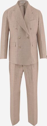 Tagliatore Double Breasted Suit In Linen Cotton Blend