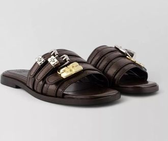 Ganni crinkle flat slides