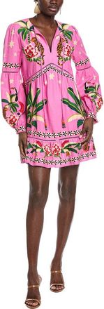 Farm Rio Leopard Forest Linen-Blend Mini Dress