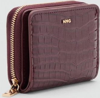 Mango Portafoglio medio cocco lucido bordeaux - Donna - Taglia unica - MANGO