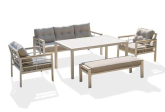 DCB Garden Conjunto de comedor de jard&iacute;n 7 plazas de aluminio