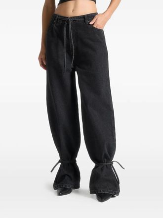 Mani&egrave;re De Voir Faye tie-waist wide-leg jeans - Black