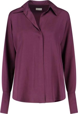 Dries Van Noten Purple Classic V-Neck Viscose Blouse