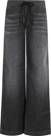 Diesel Zwarte Wijde Pijp Trekkoord Jeans - Dames - Loose Fit Jeans - Zwart - W24 - Jeans