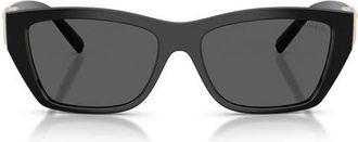 Tiffany & Co. 56mm Rectangular Sunglasses in Black /Dark Grey at Nordstrom