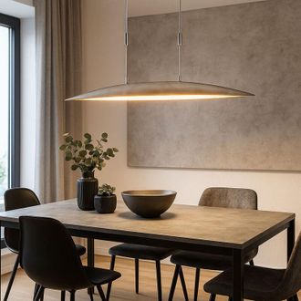 Fischer & Honsel Lampada a sospensione LED Lampada a sospensione interruttore a pulsante lampada da tavolo regolabile in altezza, metallo nichel opaco, 25W 3000lm
