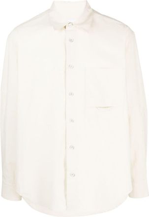 Solid Homme logo-embroidered cotton shirt - men - Cotton - 50 - Neutrals