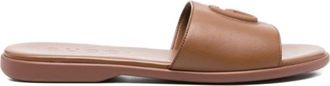 Gucci Schoenen, Dames, Bruin, 37 EU, Leer, Slide Sandal met Double G