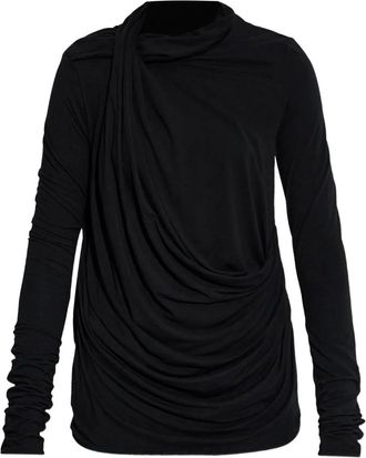 Entire studios long-sleeve draped top - women - Viscose/Spandex/Elastane - S - Black