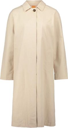 AMBER & JUNE Jassen, Dames, Beige, M, Katoen, Klassieke overgangsjas met kraag