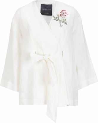 Exquise Elisa Belted Jacket in Ecru at Nordstrom, Size X-Large