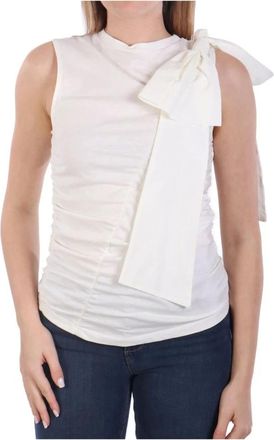 Liu Jo Top met Strikdetail - Dames - Tops zonder mouwen - Wit - M - Katoen - Tops
