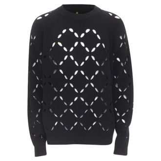 Versace 100% wool black diamond cut out Medusa stud sweater EU52 XL