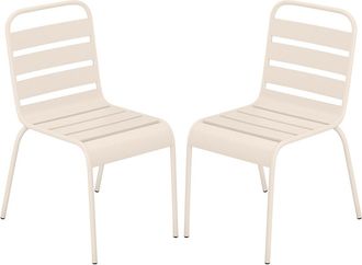 Vente-Unique Sedia da giardino impilabile in Metallo Beige - Lotto di 2 - MIRMANDE di MYLIA