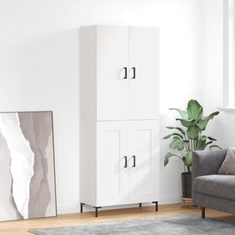 vidaXL Credenza Bianca 69,5x34x180 cm in Legno Multistrato