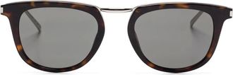Saint Laurent Eyewear Occhiali da sole squadrati con effetto tartarugato - Marrone