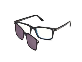 Tom Ford Blue Light Block with Smoke Clip-On Rectangular Mens Eyeglasses FT6175-B 001 53