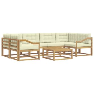 vidaXL Conjunto De Sof&aacute;s De Exterior Con Coj&iacute;n 5 Pcs Blanco Y Crema Vidaxl