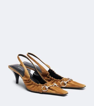 Gucci Vittoria Horsebit suede slingback pumps