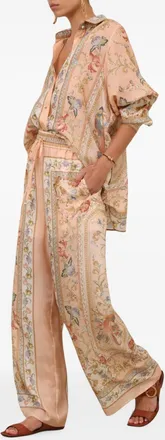 Zimmermann Floral-Print Silk Shirt - Blush