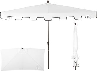 Jonathan Y Designs Sidney 9 ft. Classic MidCentury Rectangular Half Market Patio Umbrella with Crank, Wind Vent and UV Protection