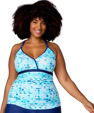 Free Country Womens Plus Size Macrame Back Tankini Top