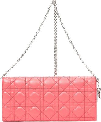Dior Fuchsia Pink Cannage Lambskin Leather Chain Clutch (Authentic Pre-Loved)