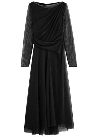 Talbot Runhof Crystal-embellished Tulle Midi Dress - Black - 42 (UK16 / XL)