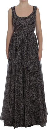 Dolce & Gabbana Womens Maxi Dress Sleeveless Floral Print - Black Silk - Size EU 36 (Womens)