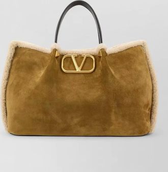 Valentino Garavani suede vlogo signature shopping tote