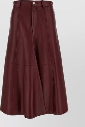 Haikure flared hem leather skirt pockets