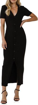endless rose Button Front Knit Maxi Dress in Black at Nordstrom, Size Small