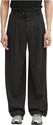 Kenzo Geklede Broek van Gemengde Scheerwol - Heren - Wijde Broeken - Zwart - 3XS - Wol - Broeken