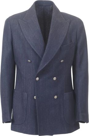 Barba Dubbelborstige winterjas in blauw - Heren - Blazers - Blauw - M - Wol - Jassen