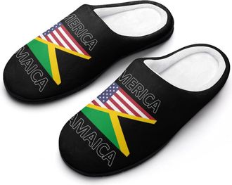 Generic US Jamaica Flag Funny Mens Cotton Slippers Soft Non-Slip Rubber Sole House Slipper Indoor Outdoor