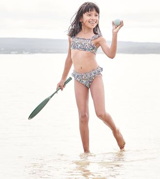 Vertbaudet M&auml;dchen Bikini, Blumen Oeko-Tex blau