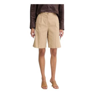 Pinko Pinko - Bermuda Shorts met persvouw detail - Dames - Korte broeken - Beige - Maat: S Katoen