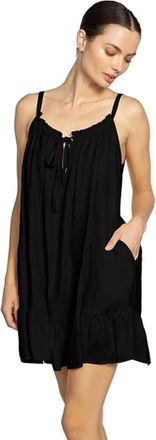 Robin Piccone A-Lined Dress Womens Black Ruffled Hem Sleeveless GBO3066