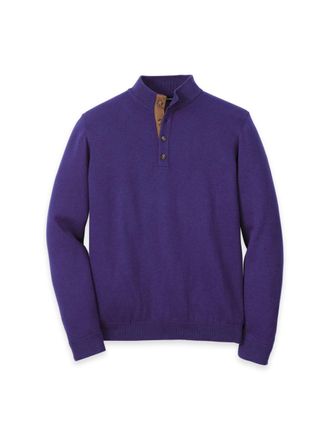 Paul Fredrick Supima Cotton Four Button Mock Neck Sweater