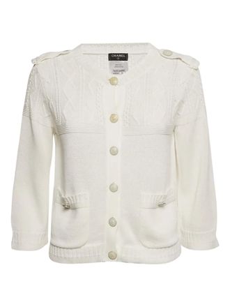 Chanel button-embellishment cardigan - White