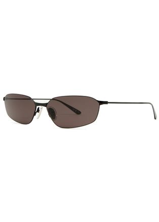 Balenciaga Narrow Rectangle-frame Sunglasses - Black - One Size