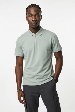 Selected Poloshirt SELECTED SLHFAVE ZIP SS POLO NOOS, Herren, Gr. XL, aqua gray, Jersey, Obermaterial: 50% Baumwolle, 50% Polyester, unifarben, regular fit nor