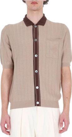 Ballantyne Polo met contrastbies - Heren - Vesten - Beige - 2XL - Katoen - Truien & Vesten
