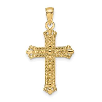 Diamond2Deal 14k Yellow Gold Polished Textured Pointed Ends Fancy Cross Pendant