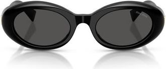 Miu Miu 52mm Oval Sunglasses in Black /Dark Grey at Nordstrom