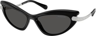 Swarovski Stijlvolle zonnebril met kleurrijke lenzen - Dames - Zonnebrillen - Zwart - 56 MM - Accessoires